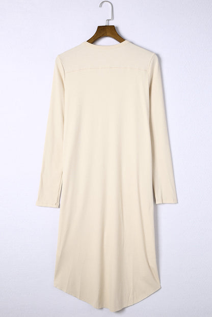 Apricot V-Neck Button-Up Cardigan with Pockets