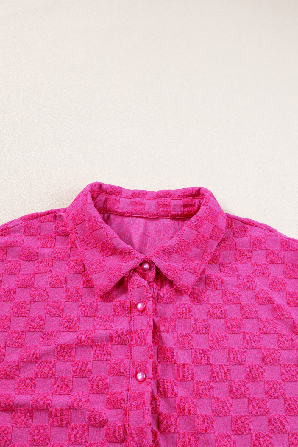 Peach Blossom Checkered Terry Knit Plus Size 2-Piece Shorts Set