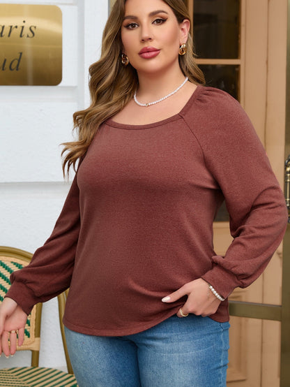 Gold Flame Square Neck Plus Size Knit Top