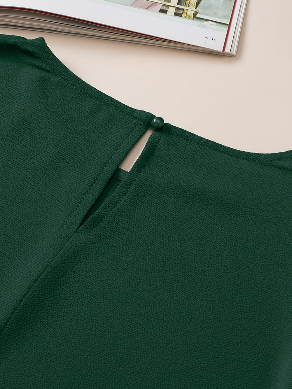 Blackish Green Plus Size Sequin Short Puff Sleeve Top