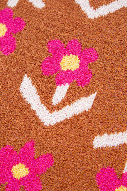 brown floral sweater