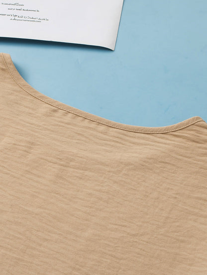 Light Beige Ruffle Sleeve Plus Size Top for a Chic Look