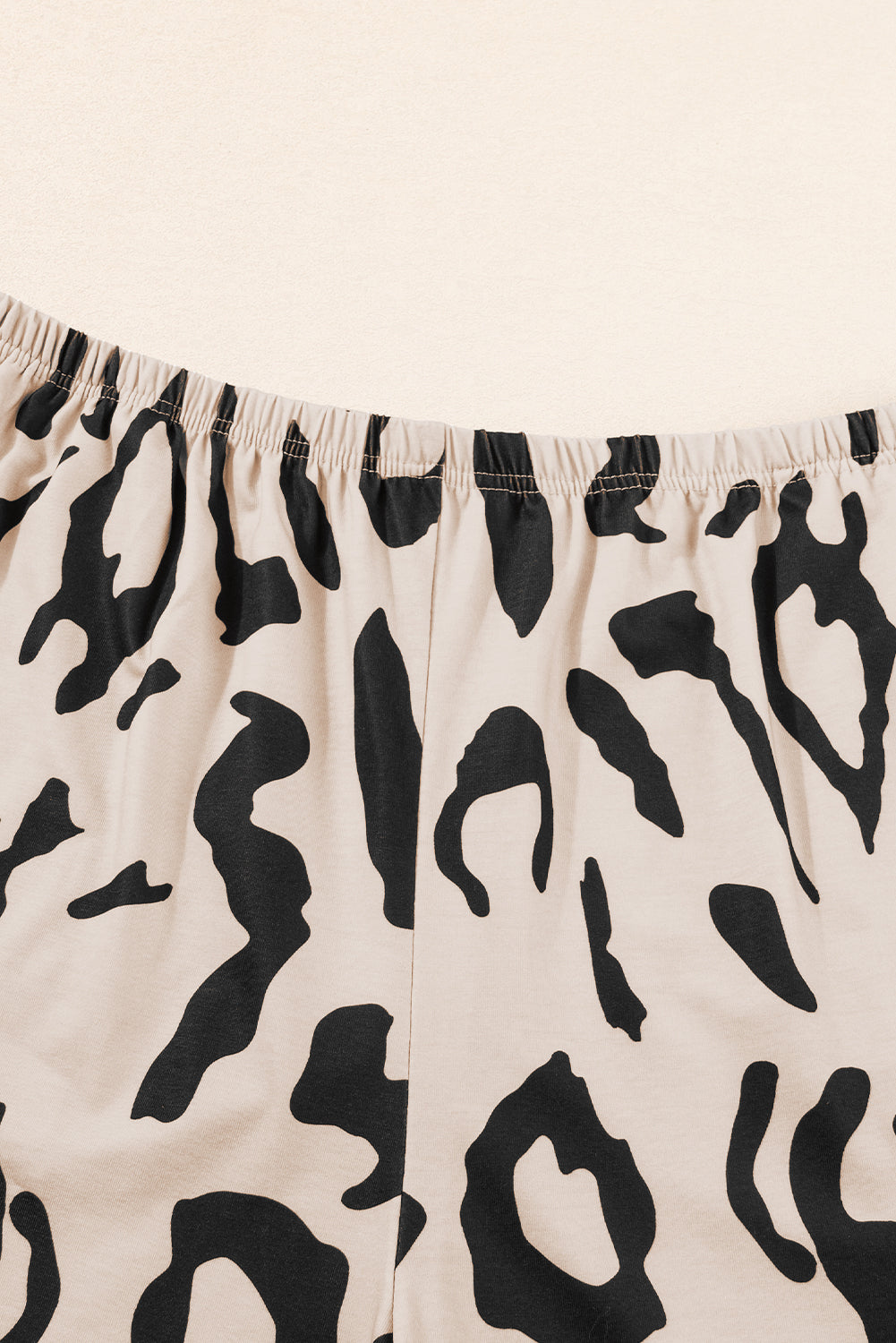 Taupe Leopard Print Plus Size Lounge Set with Tee and Shorts