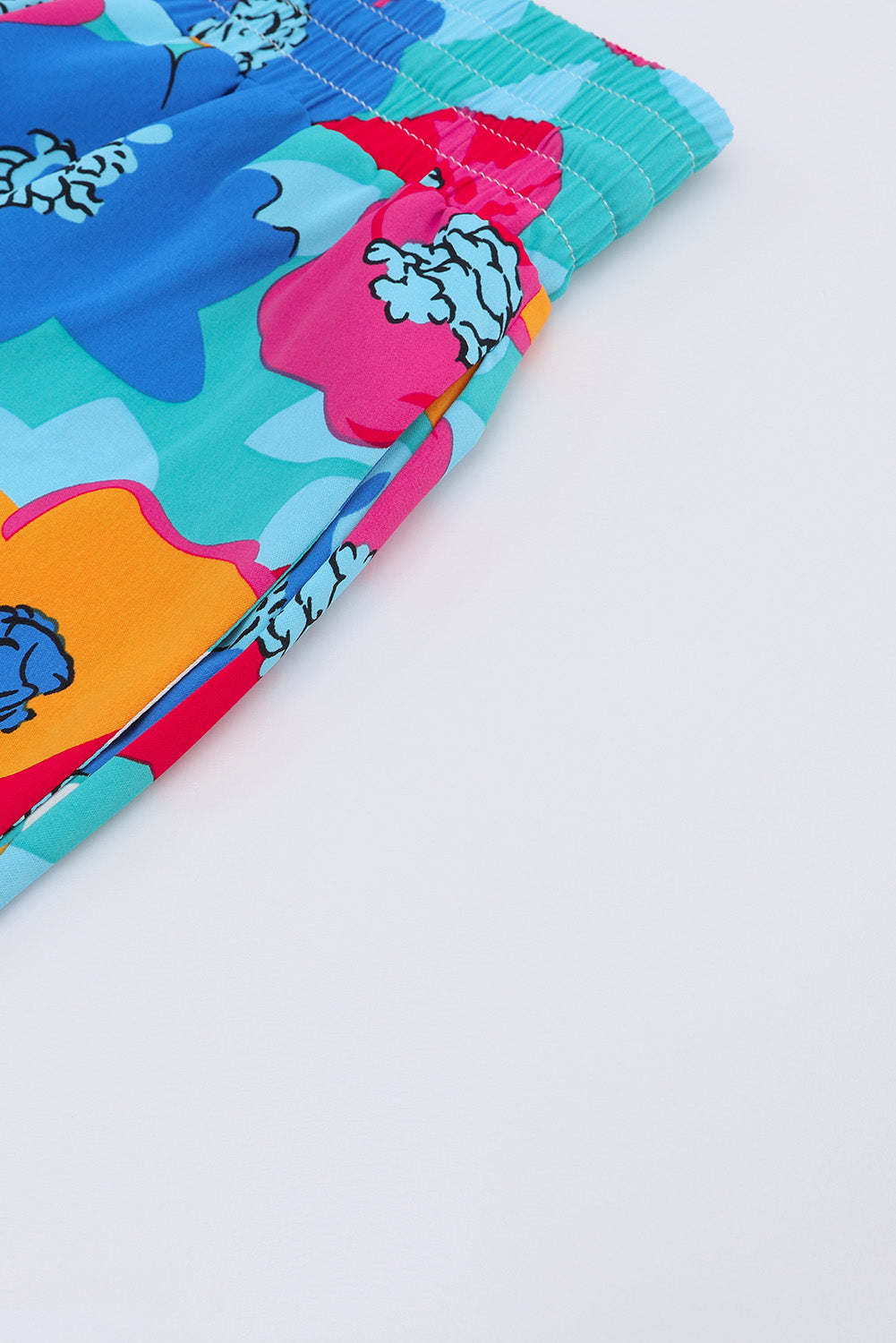 Vibrant Floral Print Plus Size Wide Leg Trousers