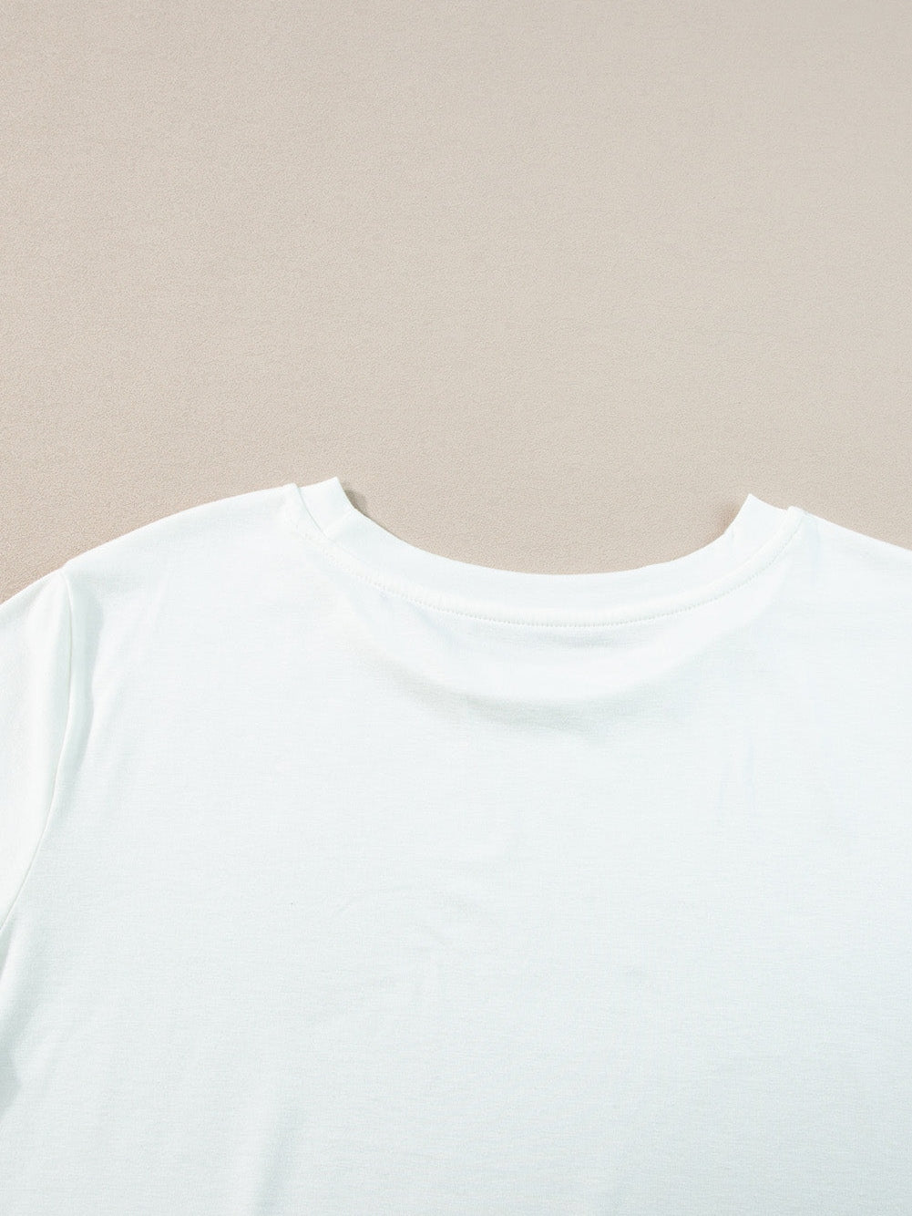 Stylish White Rolled Sleeve Plus Size Tee