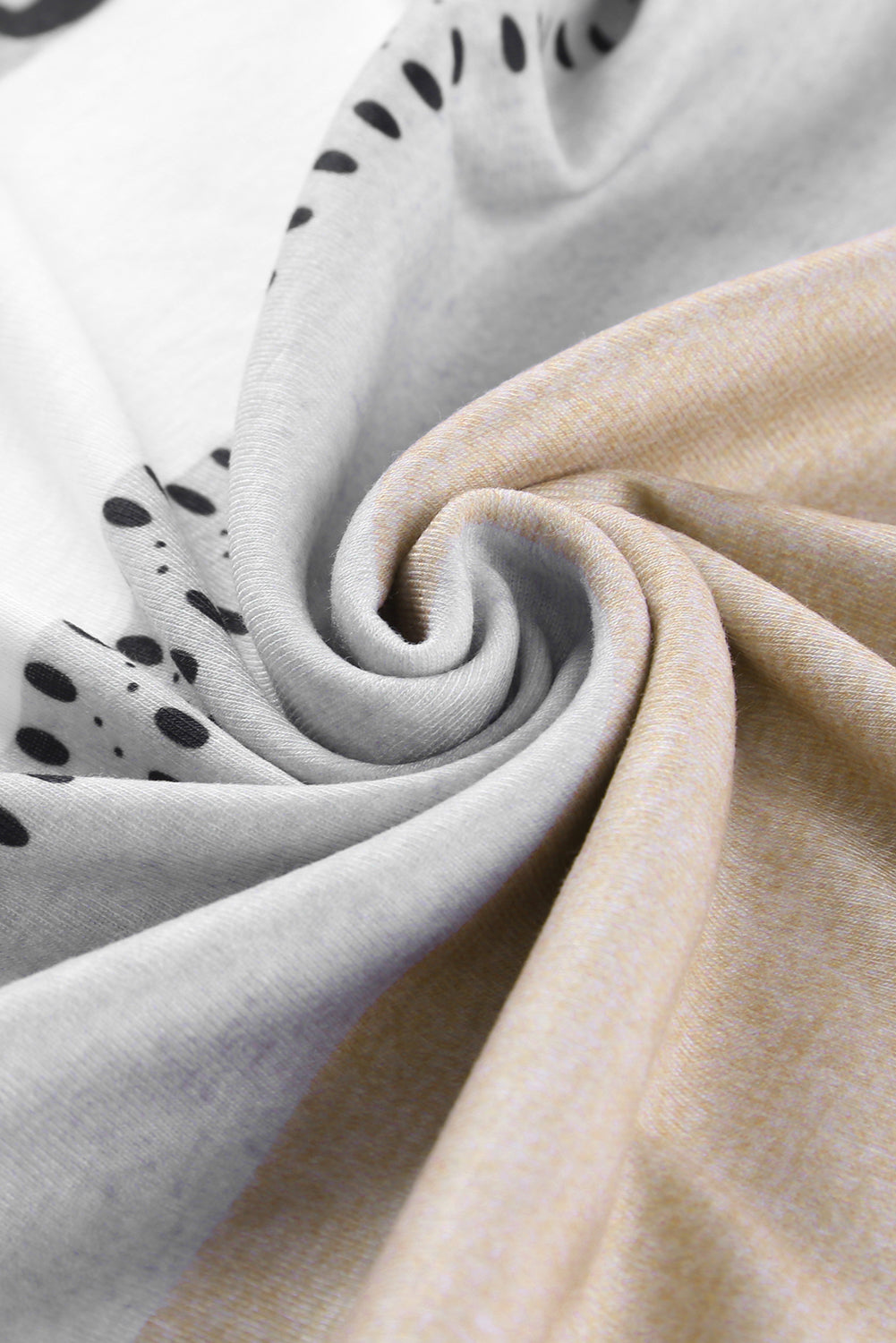 Apricot and Leopard Print V Neck Colorblock Top