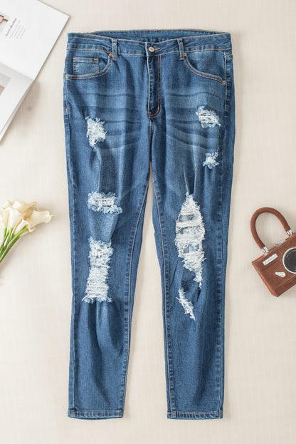 Blue Acid Washed Plus Size Skinny Jeans