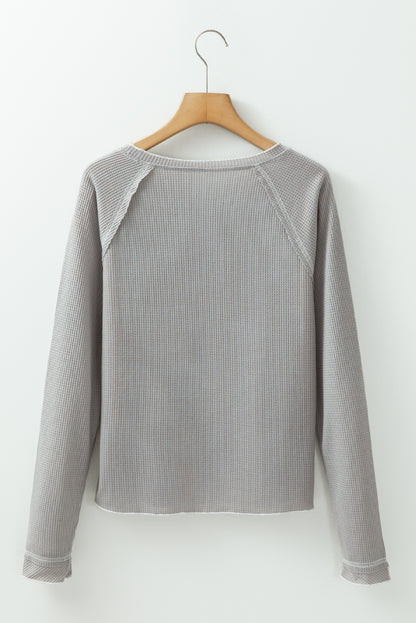 textured knit long sleeve top