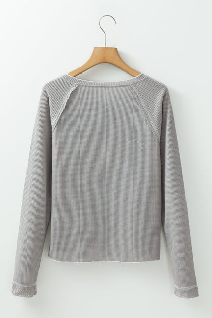 textured knit long sleeve top