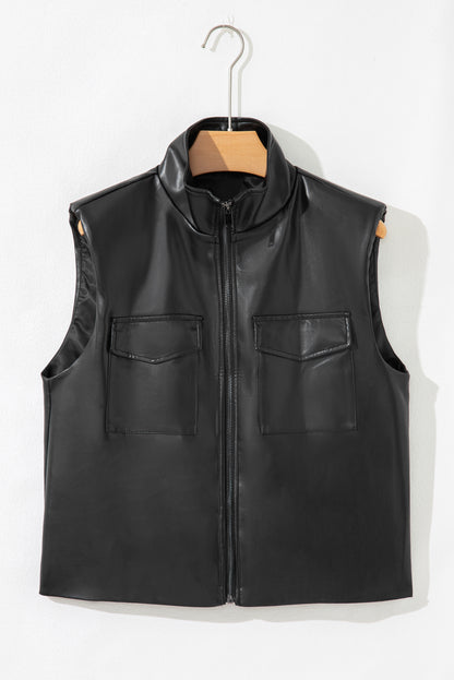 faux leather vest