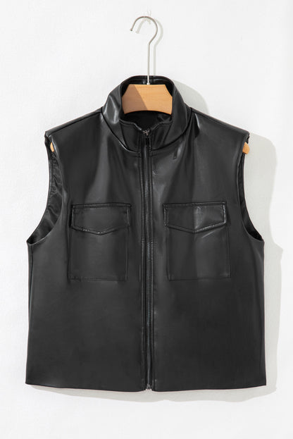 faux leather vest