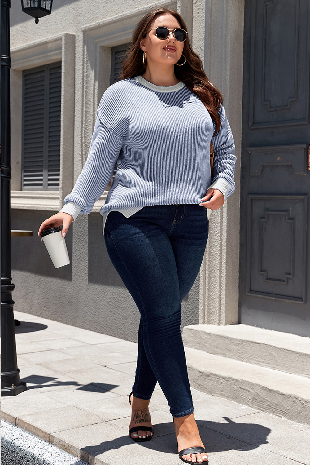 ribbed knit sweater plus size