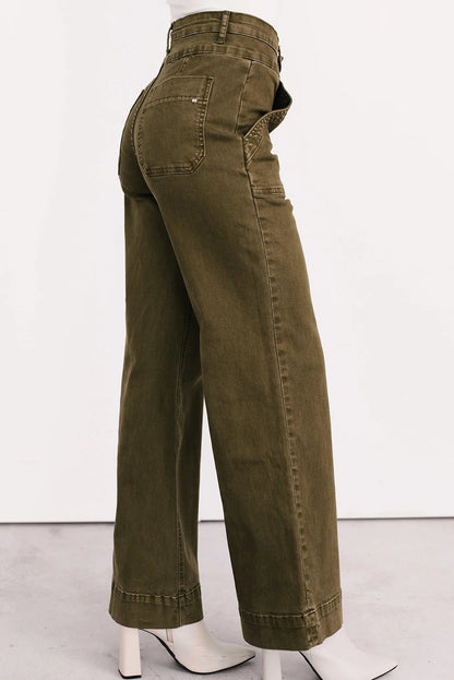 Jungle Green Henley Wide Leg Mica Denim Jeans