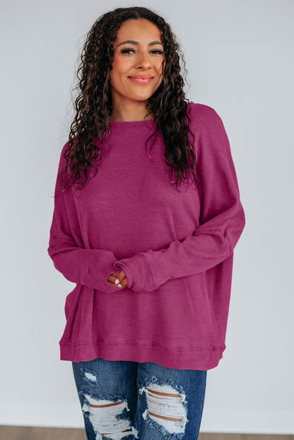 textured long sleeve top