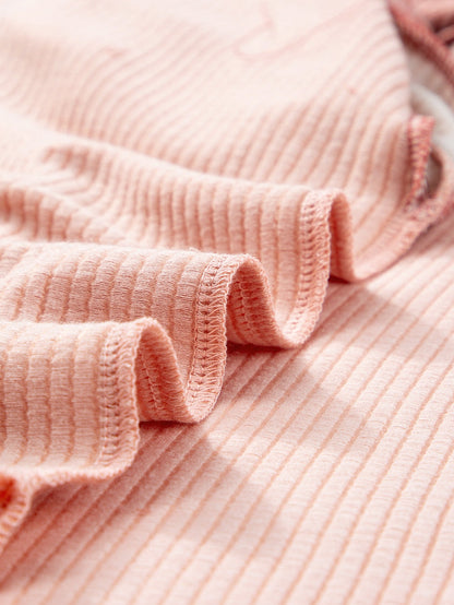 Rose Pink Plus Size Ribbed Colorblock T-shirt