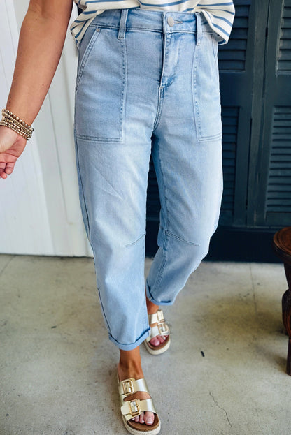 high rise barrel jeans