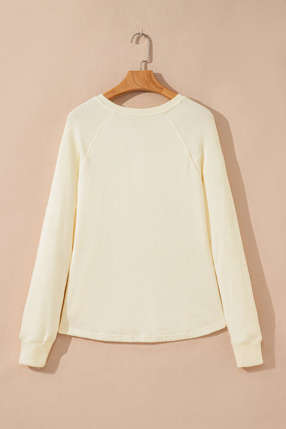 textured knit long sleeve top