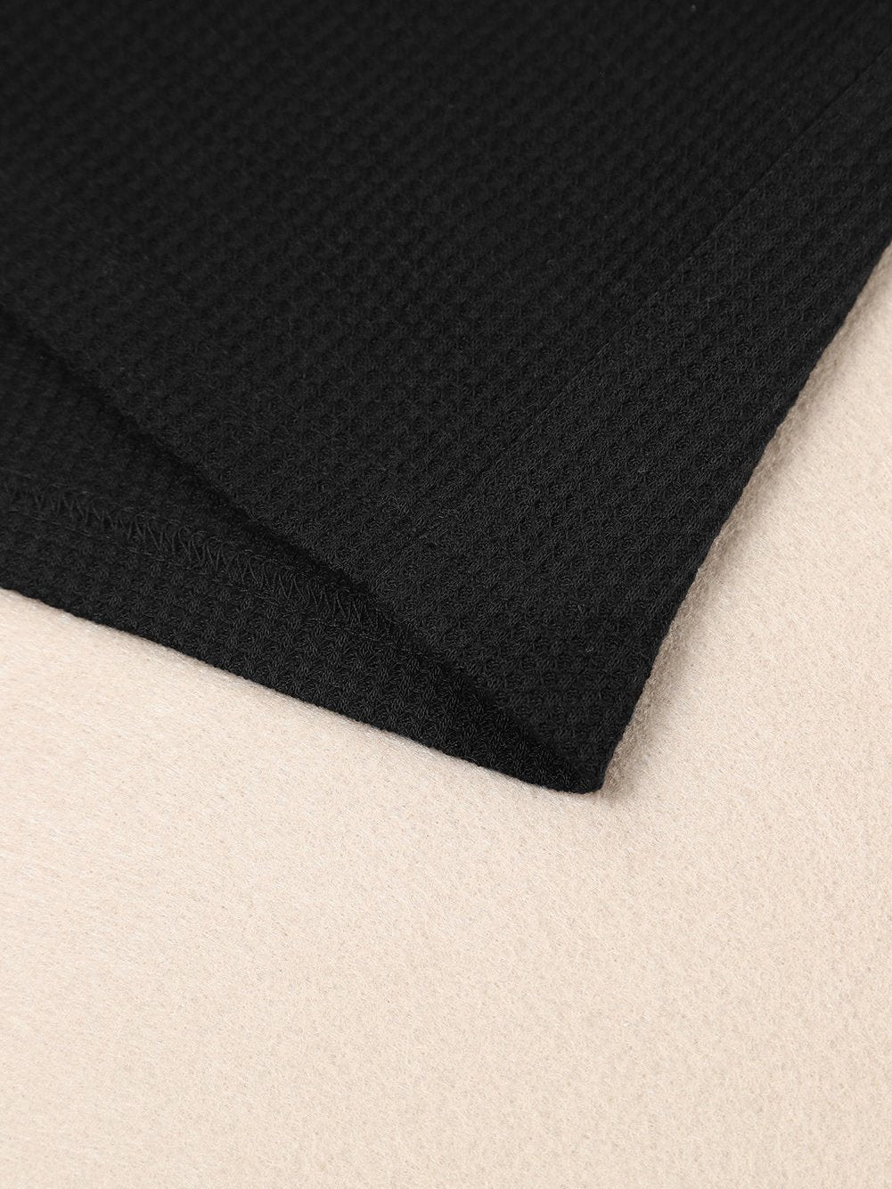 Elegant Square Neck Long Sleeve Waffle Knit Top