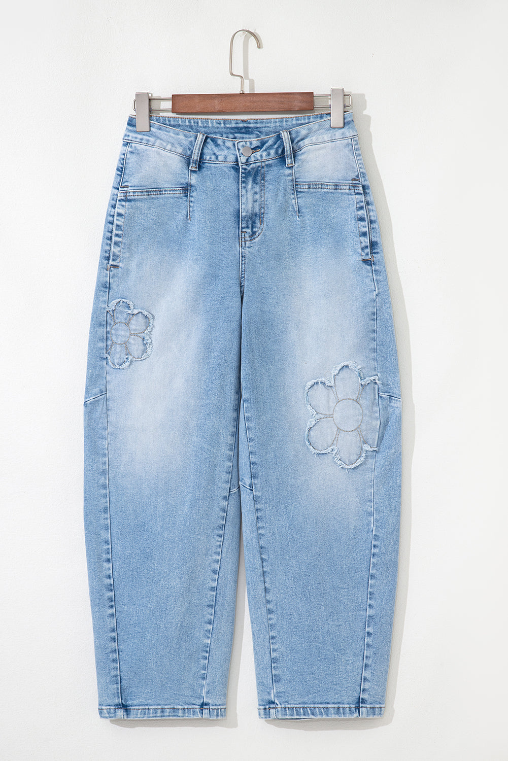 flower patched jeans