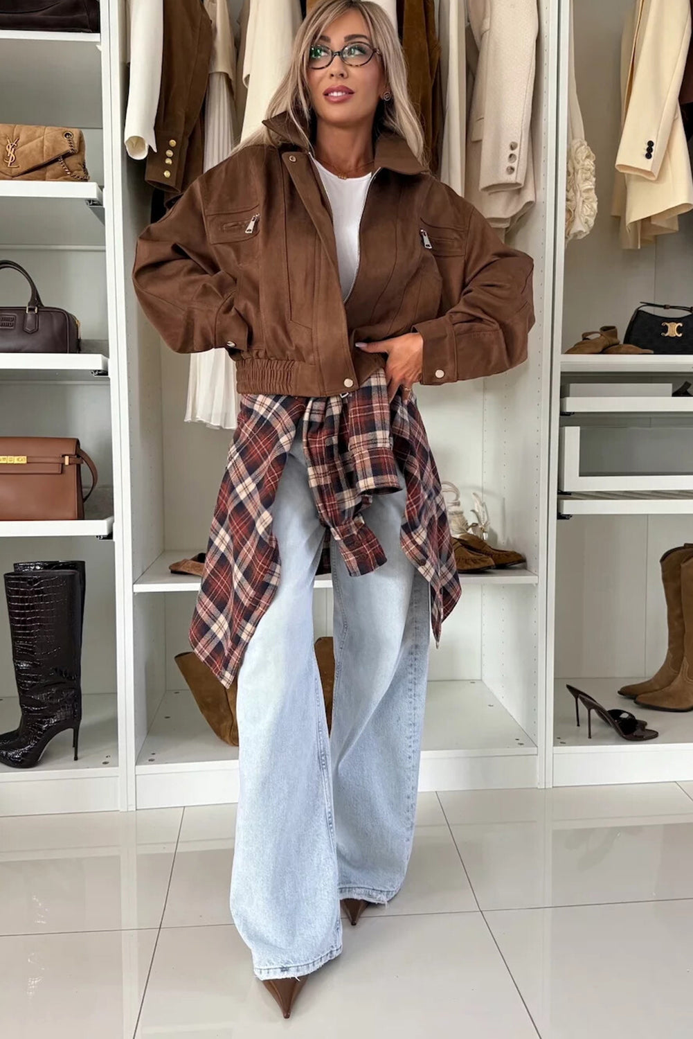 Mineral Red Flanel Plaid Single Chest Pocket Boyfriend Shacket