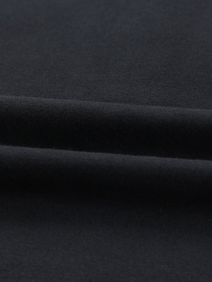 Black Batwing Snap Henley Hoodie with Kangaroo Pocket