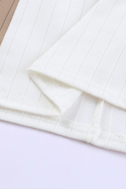 Apricot Striped Ribbed Dolman Knit Top