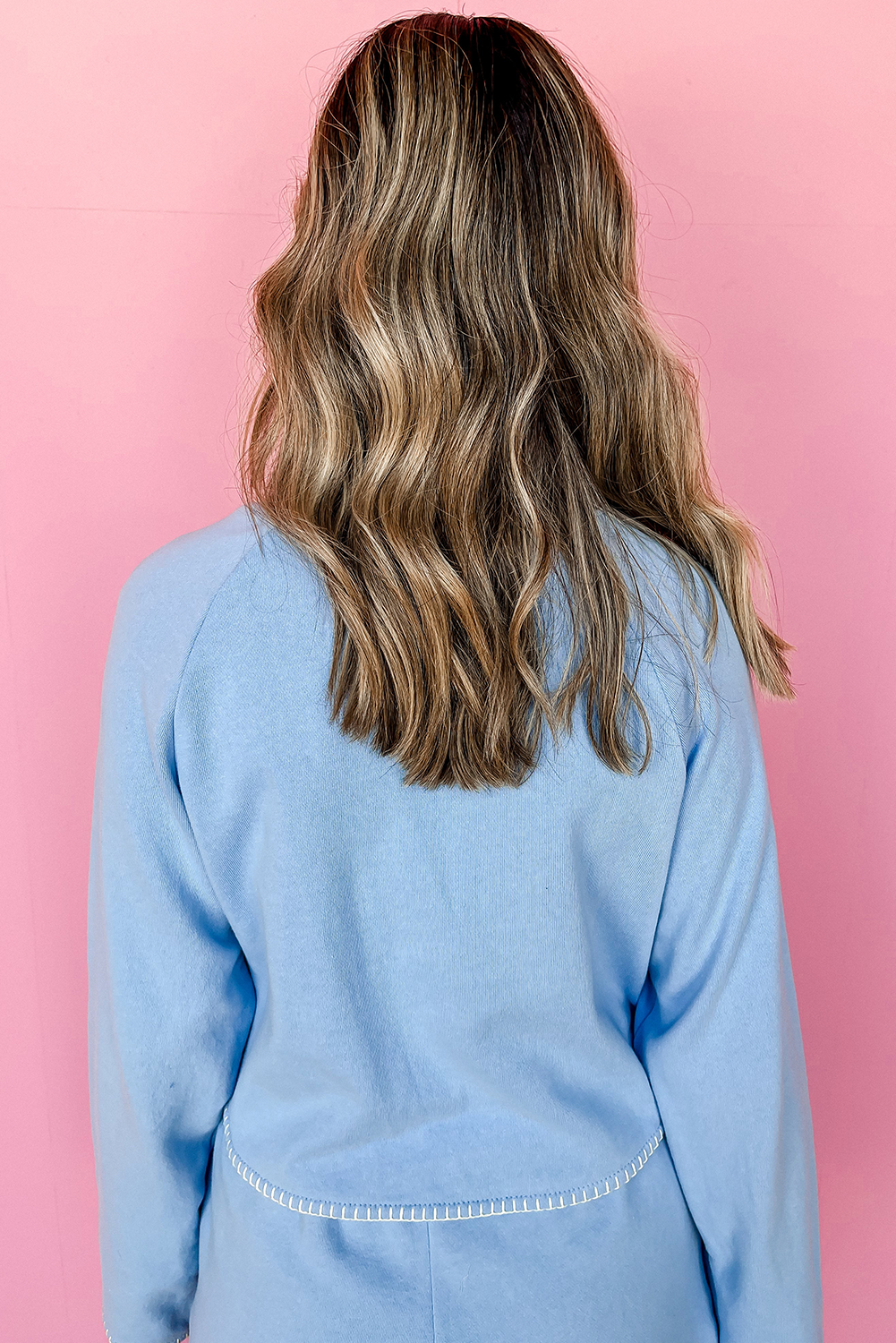 Myosotis Contrast Edge Raglan Long Sleeve Top and Shorts Set