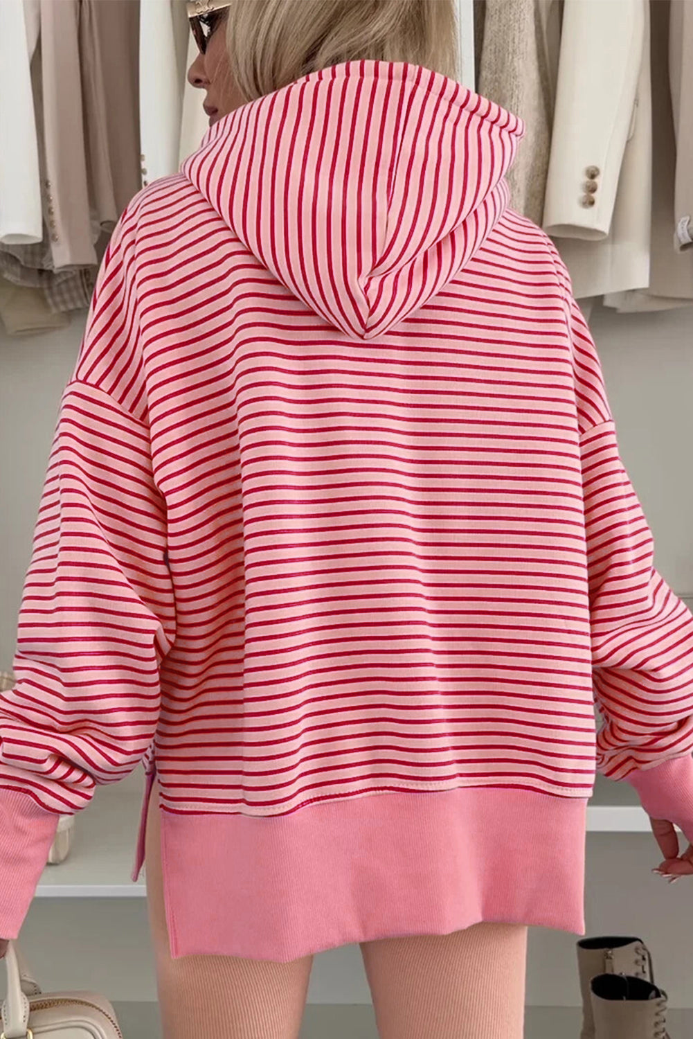stripe print hoodie