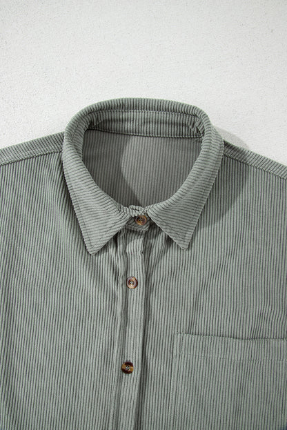 Gray Corduroy Button Pocket Shirt