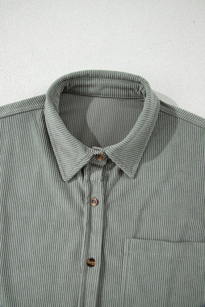 Gray Corduroy Button Pocket Shirt