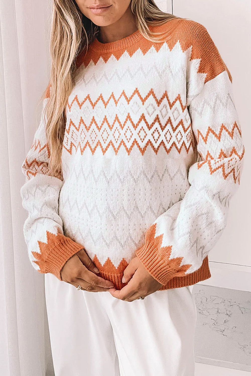 geometric knit sweater