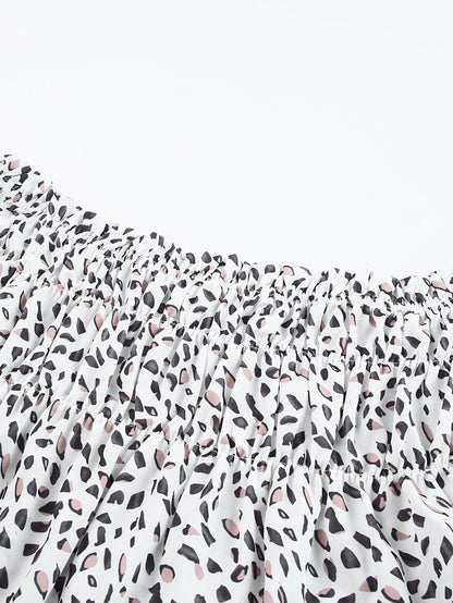 Leopard Print Off Shoulder Plus Size Blouse