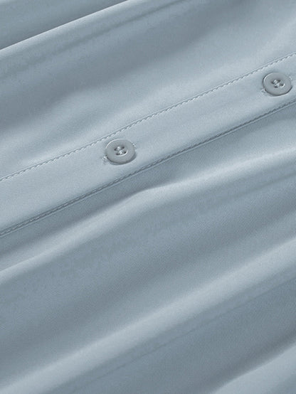 Elegant Sky Blue Puff Sleeve Polyester Blouse