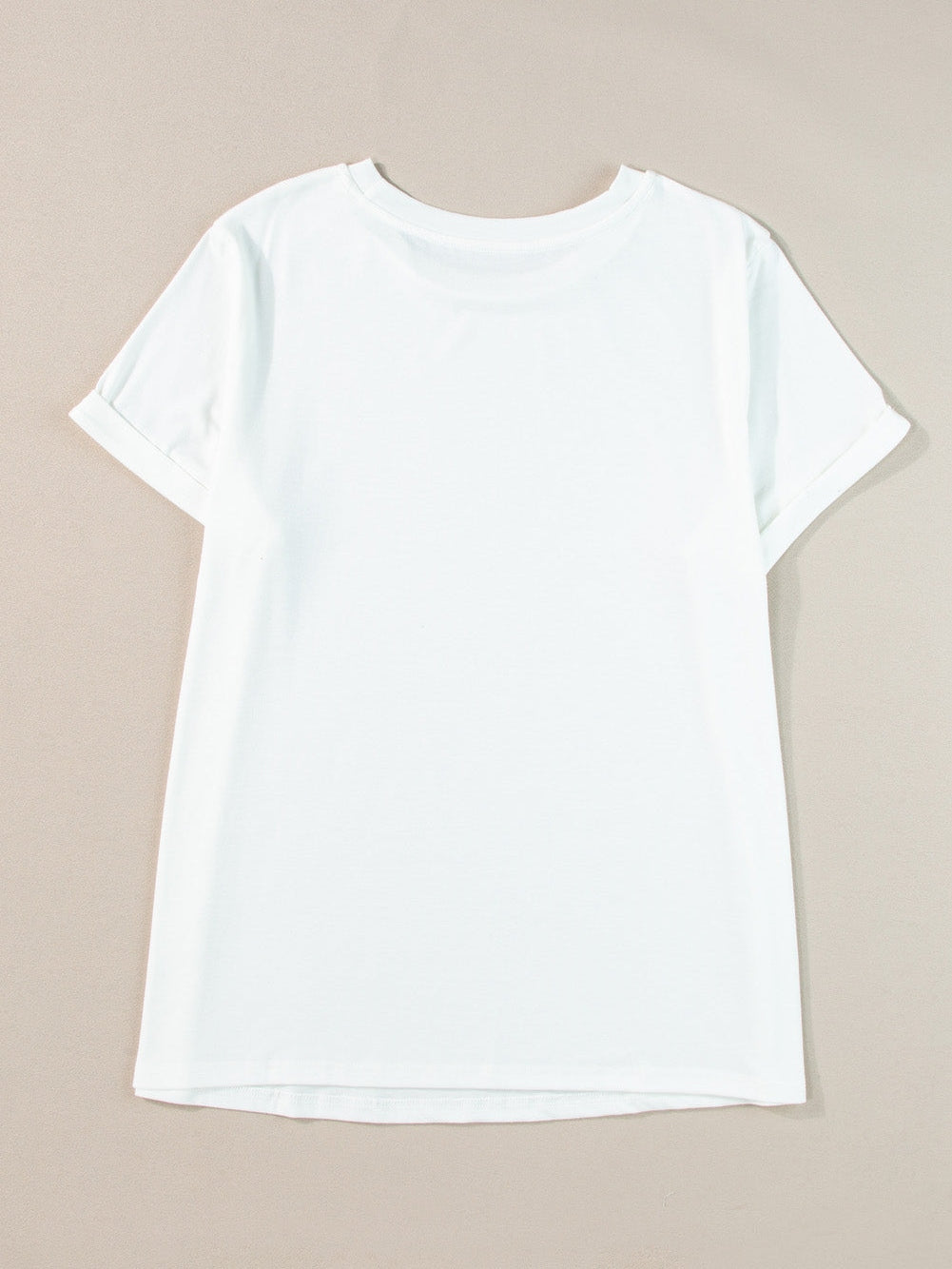 Stylish White Rolled Sleeve Plus Size Tee