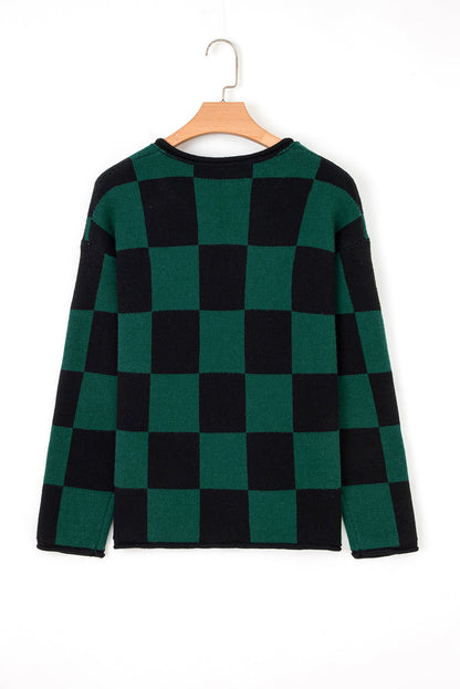 checked sweater