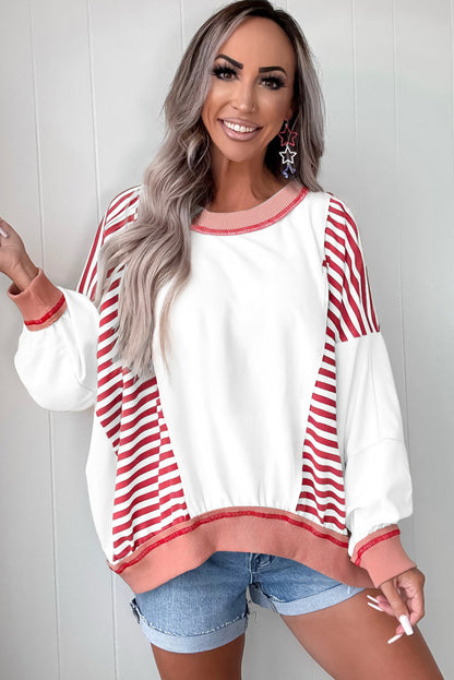 stripe patchwork sweatshirt
