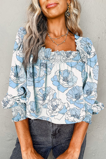 floral print long sleeve blouse