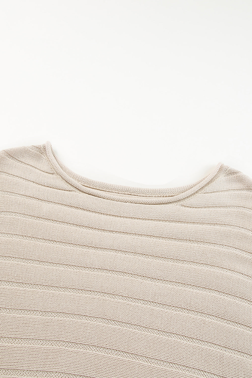 Apricot Ribbed Knit Dolman Sweater with Exposed Seams