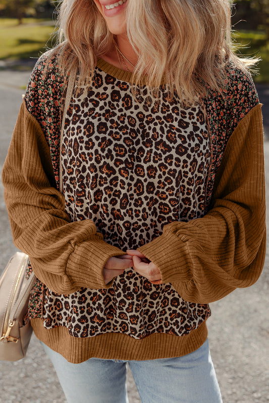 leopard patchwork top