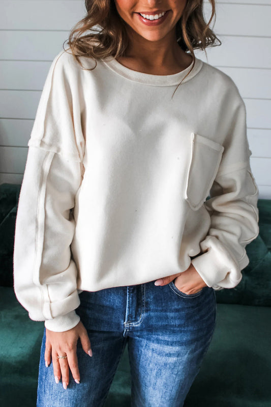 white pullover sweatshirt