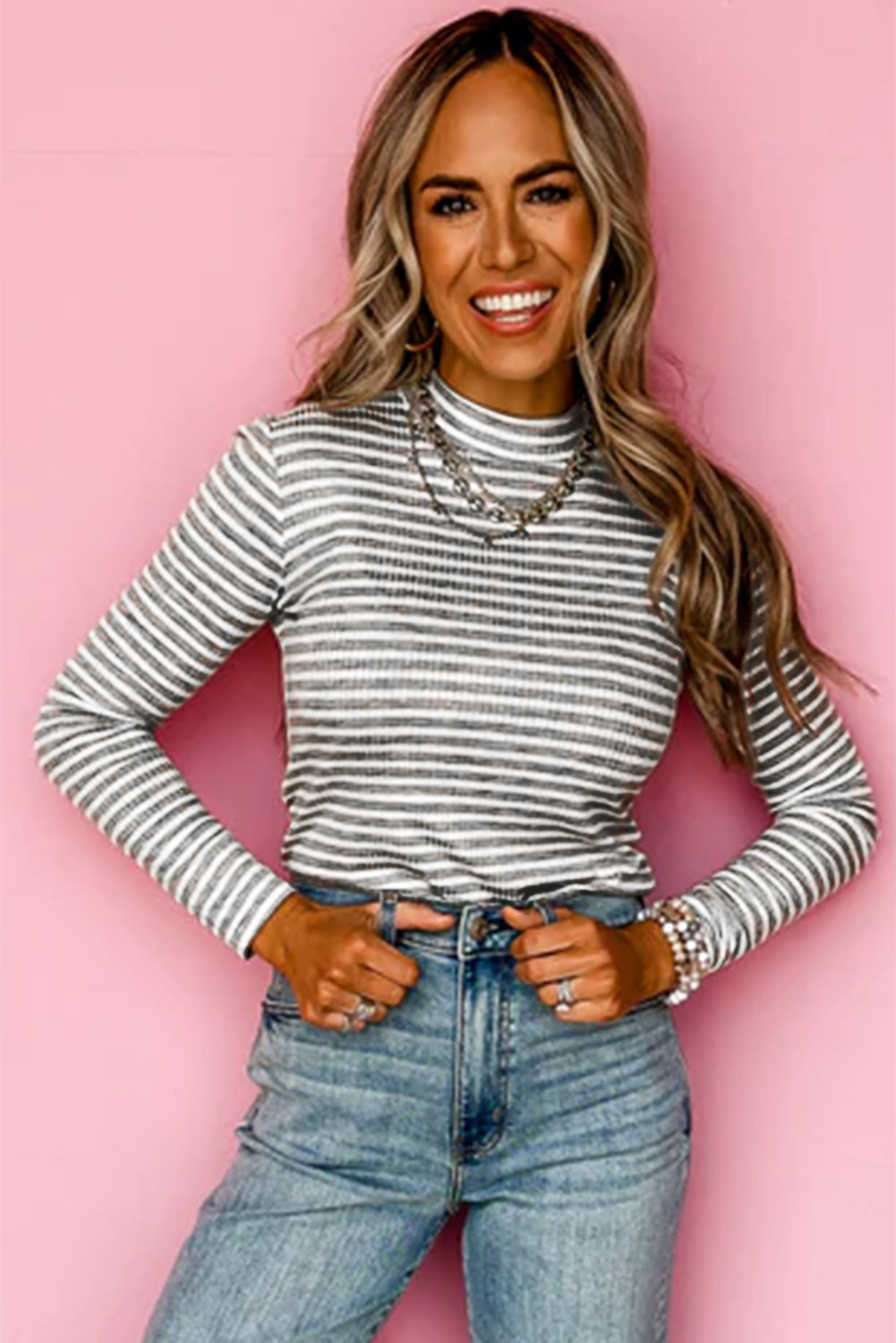 striped long sleeve top