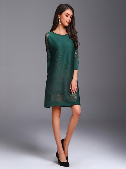 Mini Dresses - Lace Stitching Diamond Slimming Mini Dress - MsDressly