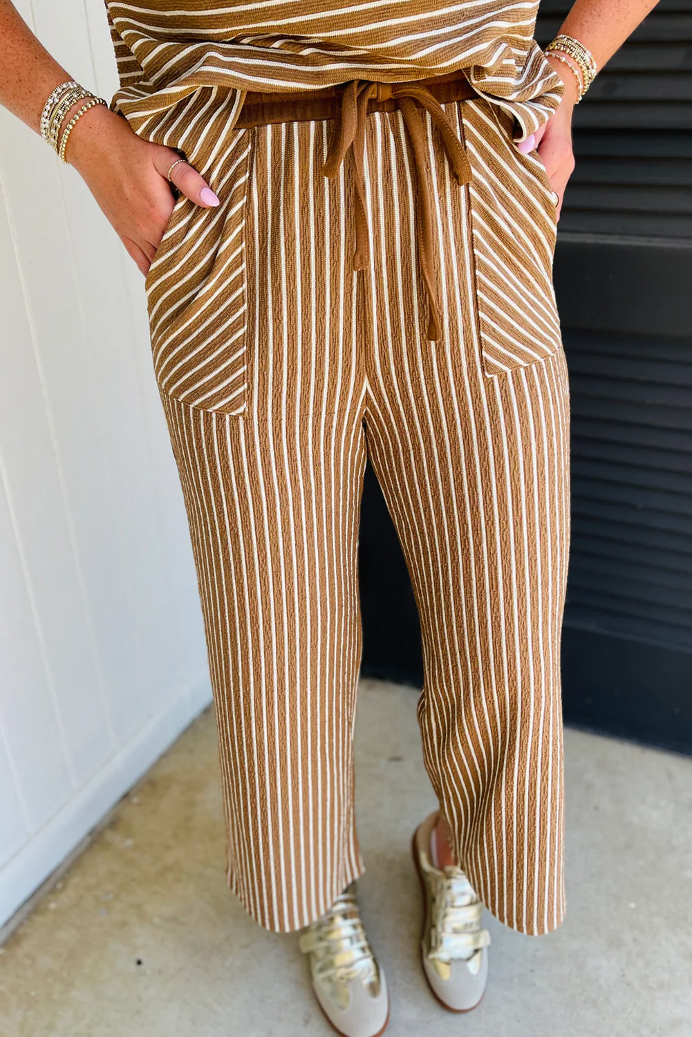Khaki Stripe set