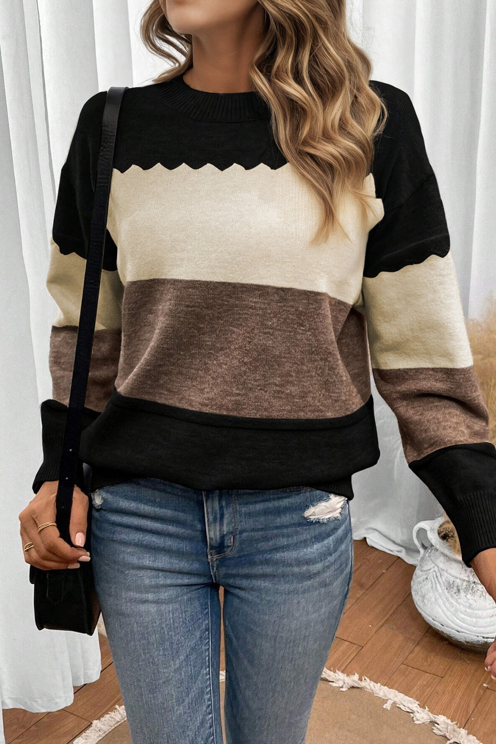 color block knit sweater