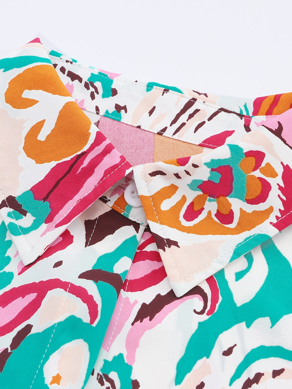 Fiery Red Paisley Lantern Sleeve Blouse