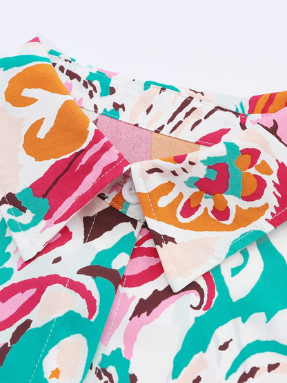 Fiery Red Paisley Lantern Sleeve Blouse