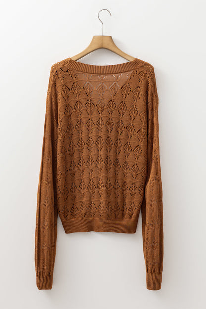 brown crochet cardigan