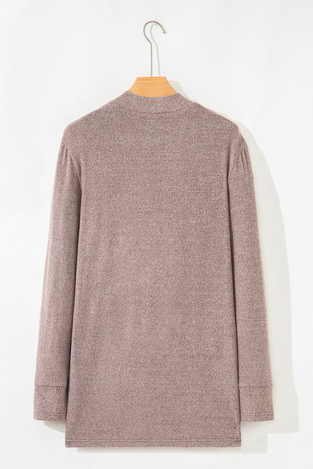 Dark Khaki Open Front Knit Contrast Patched Pocket Duster Cardigan