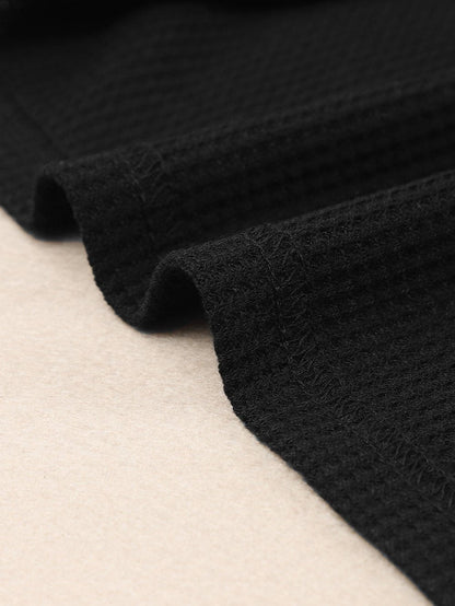 Elegant Square Neck Long Sleeve Waffle Knit Top