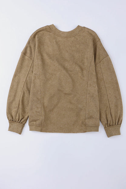 Khaki Twist Back Exposed Seam Oversized Pullover Sweatshirt